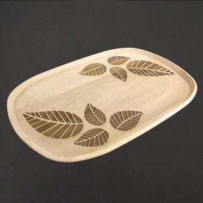 AMADEA Drevený servírovací podnos listy, masívne drevo, 31 cm