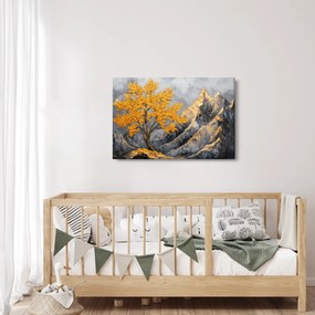 Obraz – Zlatý strom v horách (90x60 cm)