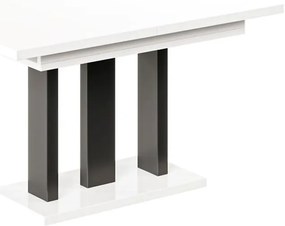 Rozkladací stôl Appia Mat čierne nohy 130/210x80cm Biely lesk
