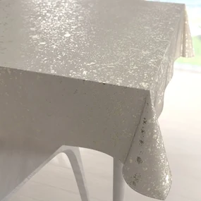 Biante Veľký zamatový štvorcový obrus Isabela IBL-001 Gold Design krémový 180x180 cm
