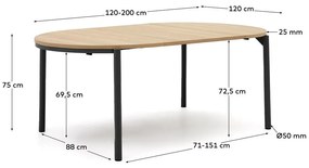 Okrúhly rozkladací jedálenský stôl v dekore duba ø 120 cm Montuiri – Kave Home
