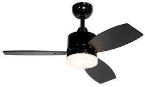 Vonkajší stropný ventilátor čierny vrátane LED s diaľkovým ovládaním IP44 - Toledo