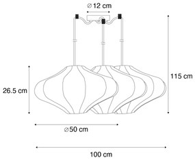 Japandi závesná lampa hnedá 50cm 3-svetlá - Plu