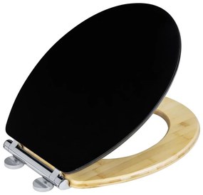 WENKO 25772100 - WC sedátko BAMBUZA 37x44 cm čierna/hnedá/lesklý chróm