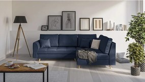 Tmavomodrá rohová pohovka (pravý roh) Ariella - Ropez