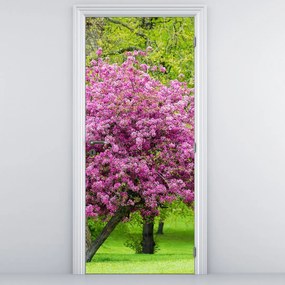 Fototapeta na dvere - Rozkvitnutý strom na lúke (95x205cm)