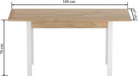 Vintino Jedálenský stôl VERITAS 120-160cm/ × 67 cm  dub zlatý craft / biela