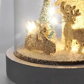 Solight LED vianočný Zasnežený domček, biela, 18 cm, 10x LED, 2x AA