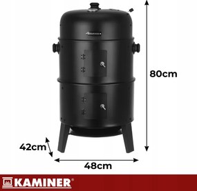 Záhradný gril na drevené uhlie s udiarňou 3 v 1