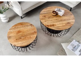Konferenčný stôl Storage 2-Set 42896 Ø70 a Ø57cm Drevo Mango  - Komfort-nábytok