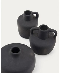 Čierne terakotové vázy v súprave 3 ks (výška 6 cm) Sofra – Kave Home