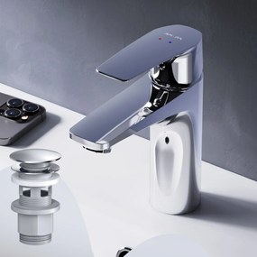 Umývadlová batéria AM.PM Gem FGA82100 jednopáková s odtokovým ventilom, chróm