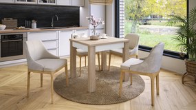 FONTE Dub Sonoma / Biely Mat - KLASICKÝ STÔL DO KUCHYNE/OBÝVACEJ IZBY 85x75 ROZKLADANÝ DO 130 cm!
