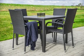 Záhradný jedálenský set Viking M + 4x ratanová stolička Paris