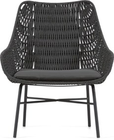 Čierne ručne pletené vonkajšie kreslo Kave Home Abeli