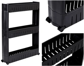 Pojazdný regál LEIRA 3 police čierny