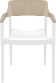 TULUM záhradná stolička s podrúčkami white/taupe