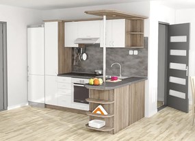 Nabytekmorava Kuchyna s ostrovčekom Bára C farba kuchyne: dub sonoma tmavá / biela, pracovná doska: s pracovnou doskou