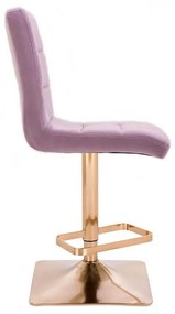 LuxuryForm DESIGN Barová stolička TOLEDO VELUR na zlatej hranatej podstave - levanduľa