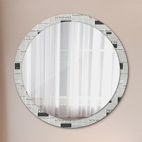 Okrúhle ozdobné zrkadlo na stenu Vzor z novín fi 100 cm