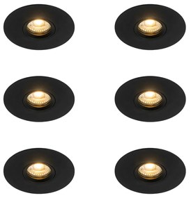 Sada 6 ks Moderné zapustené bodové čierne 12 cm - Buco