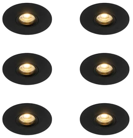 Sada 6 ks Moderné zapustené bodové čierne 12 cm - Buco