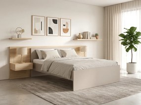 Posteľ ELISA 180 x 200 cm, kašmírovo béžová Rošt: S latkovým roštom, Matrac: Matrac COCO MAXI 20 cm