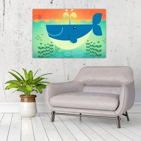 Obraz - Veselá veľryba v mori (90x60 cm)