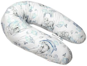 Dojčiace bavlnený vankúš - relaxačná poduška Baby Nellys, Slon a Dúha, modrý