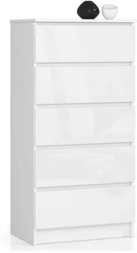 Komoda K60 5SZ CLP biela, lesk