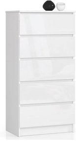 Komoda K60 5SZ CLP biela, lesk