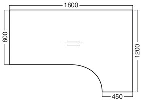 Ergonomický stôl ProOffice A 180 x 120/80 cm, pravý, čerešňa