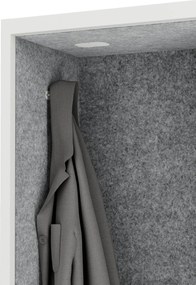 Akustická kabína SALLY MentalBox 600 mm – biely korpus, sivé sedadlo