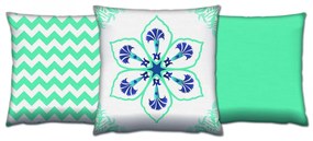 Súprava vzorovaných vankúšov VAPO 3 ks 43x43 cm tyrkysová/biela