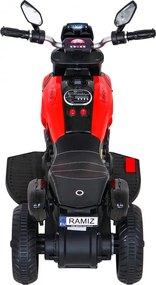 Ramiz Rýchla turistická motorka na batérie pre deti Červená + Audio + Svetlá + Eko koža