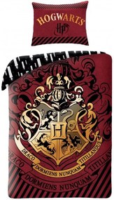 Bavlnené posteľné obliečky Harry Potter - motív so zlatým erbom Rokfortu - 100% bavlna - 70 x 90 cm + 140 x 200 cm