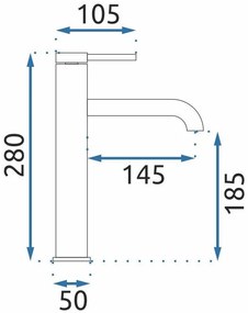 Rea Spot, vysoká umývadlová batéria h-280, medená matná, REA-B2069