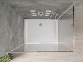 Mexen Omega, sprchovací kút s posuvnými dverami 100 (dvere) x 90 (stena) cm, 8mm číre sklo, chrómový profil + slim sprchová vanička 5cm, 825-100-090-01-00-4010