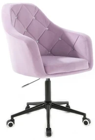 LuxuryForm DESIGN Kreslo ROMA VELUR na čiernej podstave s kolieskami - levanduľa