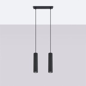 Závesné svietidlo Karbon, 2x čierne kovové tienidlo
