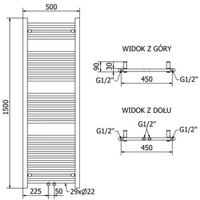 Mexen Mars, elektrické vykurovacie teleso 1500 x 500 mm, 600 W, čierna, W110-1500-500-6600-70