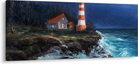 Obraz - Maják na brehu oceánu, aquarel (120x50 cm)