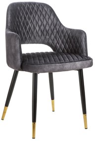Stolička Paris dekoračné prešívanie zamatovo šedá