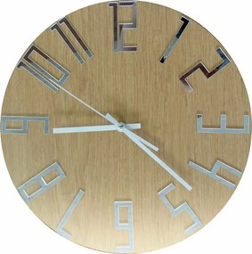 Moderné hodiny na stenu čísla Dub - Silver I SENTOP HDFK006: Čierne ručičky 30 cm 3401-19864 HDFK006 DUB silver