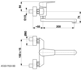 KFA Armatura 4510-910-00 - Drezová batéria GERMAN lesklý chróm