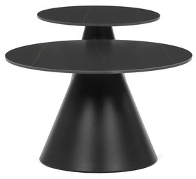 Sada konferenčných stolíkov F4118 BK, mramor, 2 ks