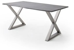 Jedálenský stôl Calabria podnož X oceľ Rozmer: doska akácia natur 5,5 cm 240 x 100