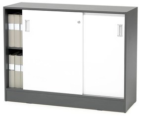Skriňa s posuvnými dverami FLEXUS, 925x1200x415 mm, šedá, biela