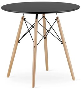 Jedálenská zostava TODI 80cm okrúhly stolový set čierny + 4 stoličky LAGO sivé