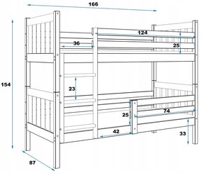 Interbeds Poschodová posteľ Carino 160x80 prírodná + matrace